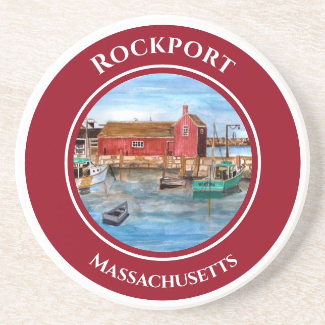 Rockport Harbour Massachusetts New England Paintin Coaster (Front)