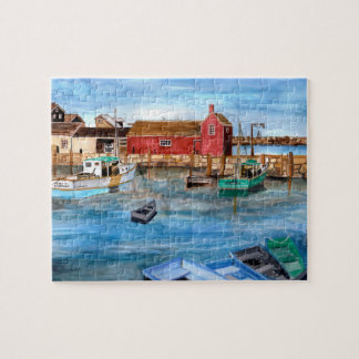 Rockport Harbour Massachusetts New England Paintin Jigsaw Puzzle