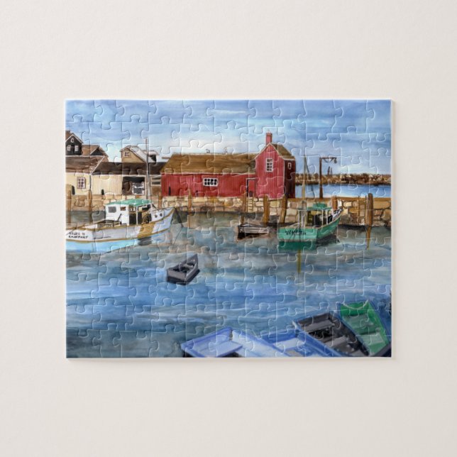 Rockport Harbour Massachusetts New England Paintin Jigsaw Puzzle (Horizontal)