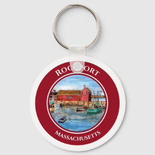 Rockport Harbour Massachusetts New England Paintin Key Ring