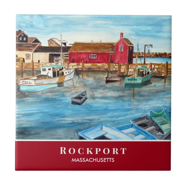 Rockport Harbour Massachusetts New England USA Ceramic Tile (Front)