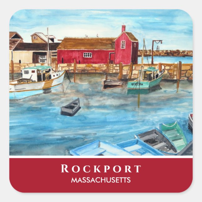 Rockport Harbour Massachusetts New England USA Square Sticker (Front)