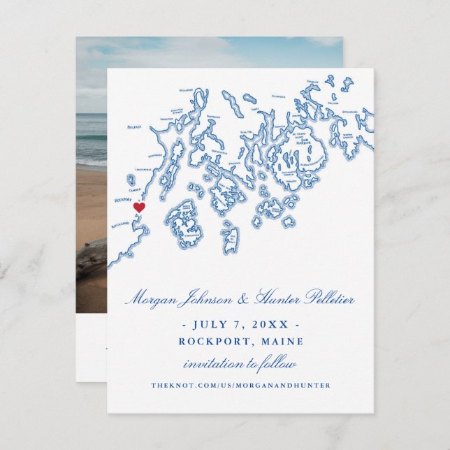 Rockport Maine Photo Save the Date - Penobscot Bay (Front/Back)
