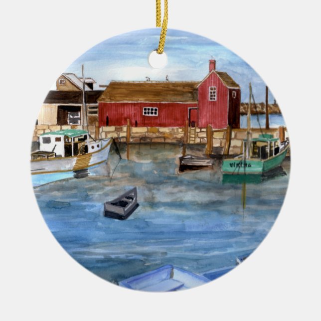 Rockport Massachussetts New England Painting Ceramic Ornament (Front)