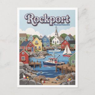 Rockport Seaside Village Massachusetts Postcard