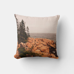 Rocks and trees on the Maine shoreline in Acadia N Cushion