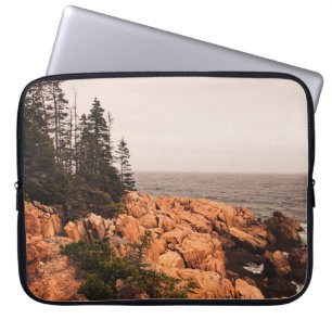 Rocks and trees on the Maine shoreline in Acadia N Laptop Sleeve