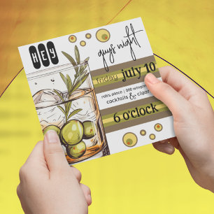 Rocks Glass   Olives   Guys Night Out Invitation
