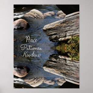 Rocks In Stream Nature Abstract Inspirational Poster
