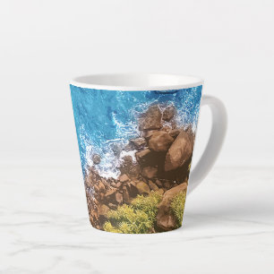 Rocks in the sea, above view 1 latte mug