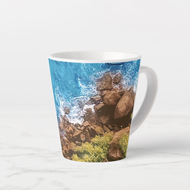Rocks in the sea, above view 1 latte mug (Right Angle)