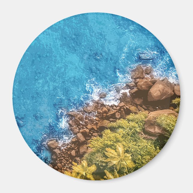 Rocks in the sea, above view 1 magnet (Front)