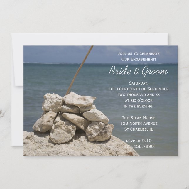Rocks on Beach Engagement Party Invitation (Front)