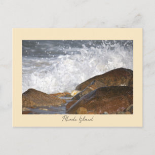Rocks Waves Rhode Island Postcard