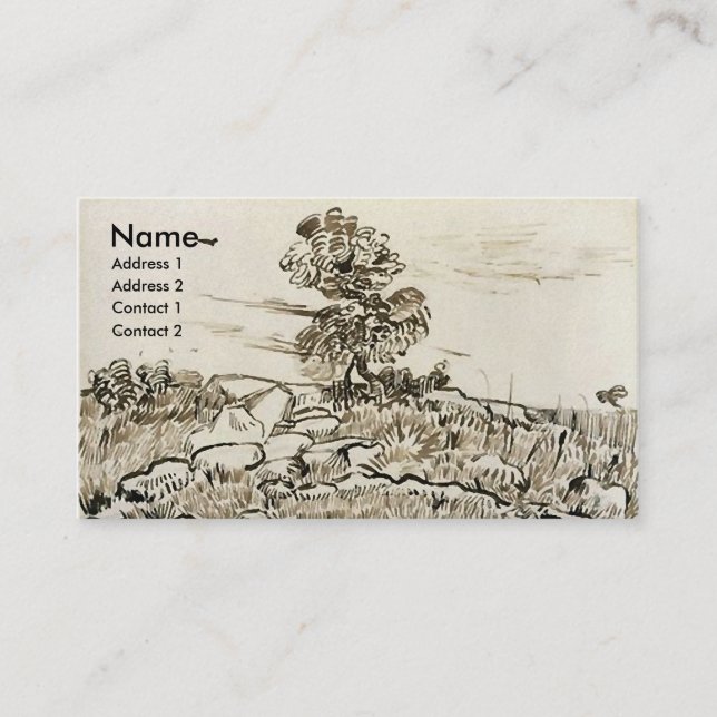 Rocks with Oak Tree Van Gogh Fine Art Business Card (Front)