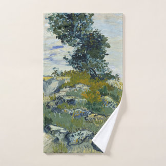Rocks with Oak Tree, Van Gogh Oil Painting Hand Towel
