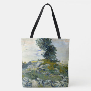 Rocks with Oak Tree, Van Gogh Oil Painting Tote Bag