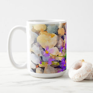 Rocks with Purple Flowers Watercolor Photo Mug