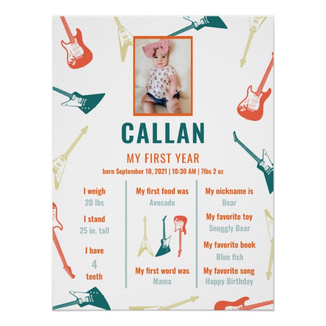 Rockstar 1st Birthday Milestone Poster (Front)