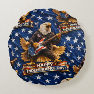 Rockstar American Eagle, happy Independence Day ro Round Cushion