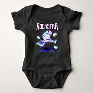 Rockstar astronaut playing guitar in space baby bo bodysuit