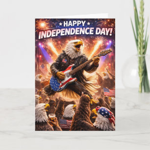 Rockstar bald eagle happy Independence Day gree Card