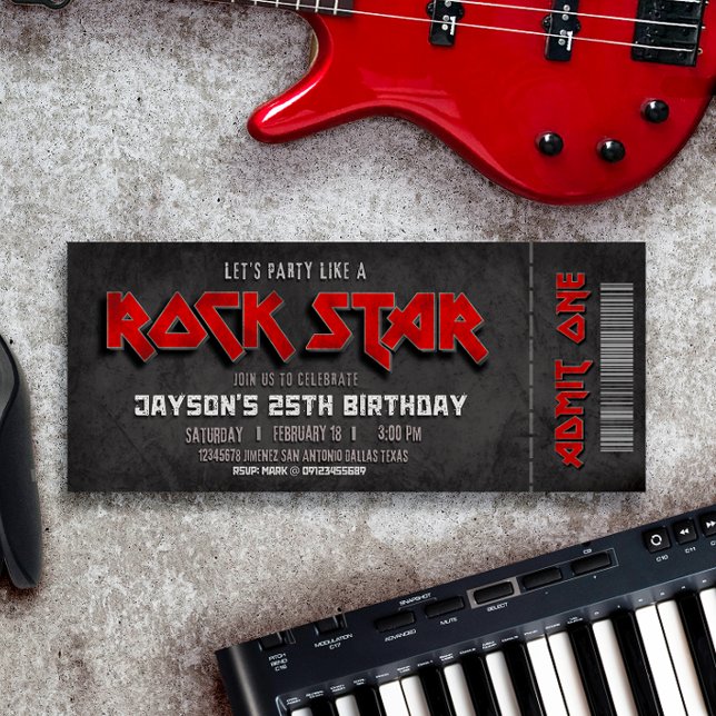 Rockstar Birthday Ticket Invitation (Creator Uploaded)