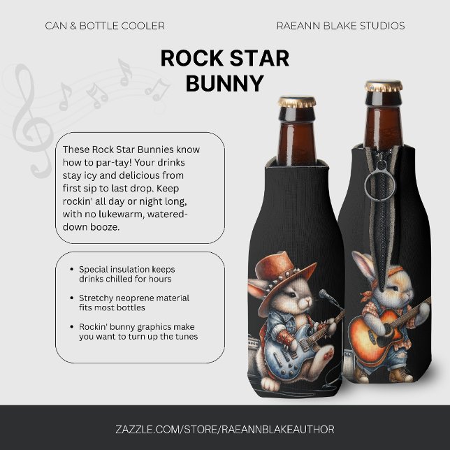 Rockstar Bunnies Can and Bottle Cooler (Creator Uploaded)