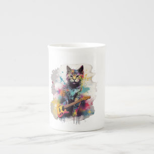 rockstar cat cat lover design  bone china mug