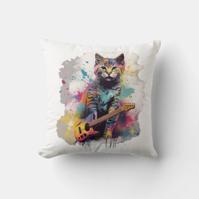 rockstar cat cat lover design  cushion (Front)