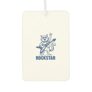 Rockstar Cat Guitar Vintage Engraving Shirt Design Car Air Freshener