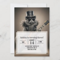 Rockstar Cat Playing Electric Guitar in Leather