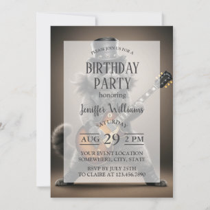 Rockstar Cat Playing Electric Guitar Invitation