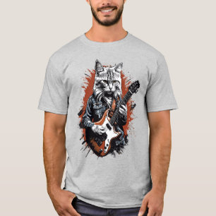 Rockstar Cat Shredding Guitar T-Shirt