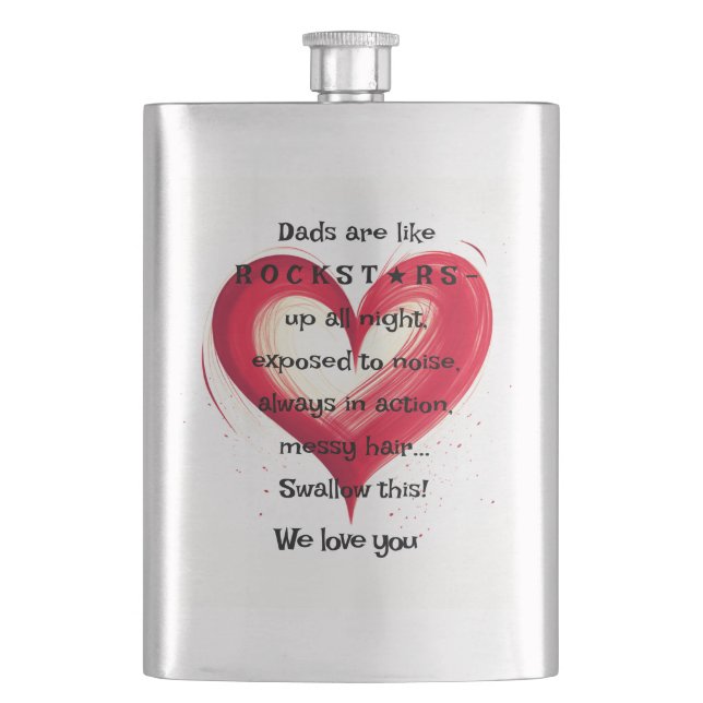 Rockstar Dad, Gift For New Dad, Birthday, Xmas,  Hip Flask (Front)