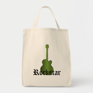 Rockstar Damask Guitar Bag, Olive Green Tote Bag