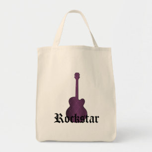 Rockstar Damask Guitar Bag, Purple Tote Bag