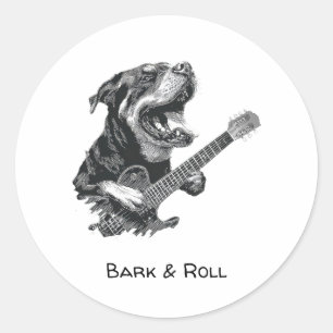 Rockstar Dog Guitar – Vintage Music Animal Classic Round Sticker