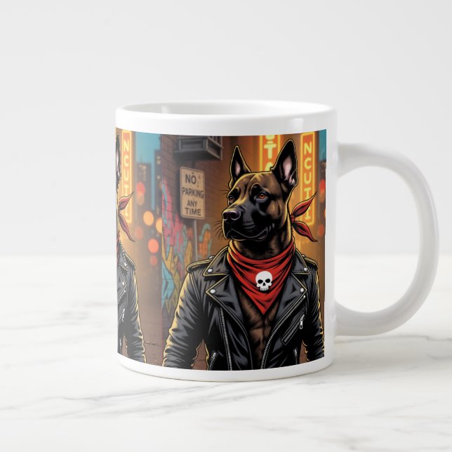 Rockstar Dog Mug – Biker Dog with Leather Jacket a (Right)