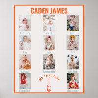 Rockstar First Birthday Monthly Photos