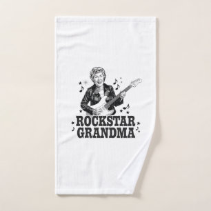 Rockstar Grandma  – Fun and Retro Music Design Hand Towel