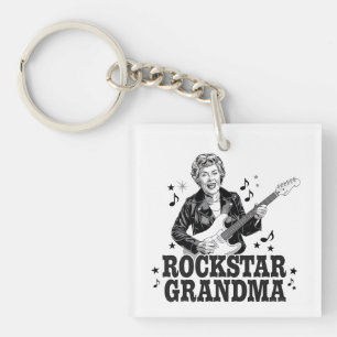 Rockstar Grandma  – Fun and Retro Music Design Key Ring