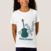 Rockstar Guitar Girl's T-shirt, Dark Teal