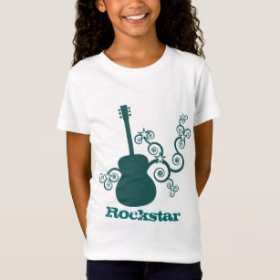 Rockstar Guitar Girl's T-shirt, Dark Teal T-Shirt