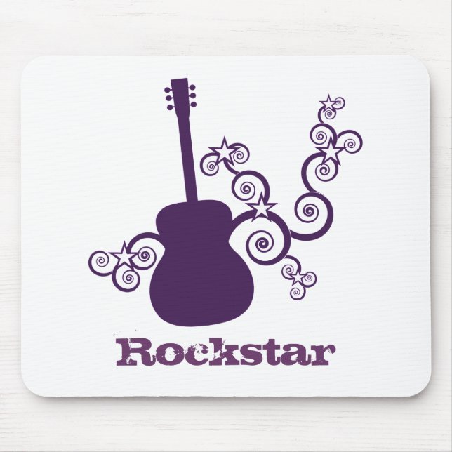 Rockstar Guitar Mousepad, Purple Mouse Pad (Front)