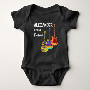 rockstar guitarist colourful guitar baby bodysuit