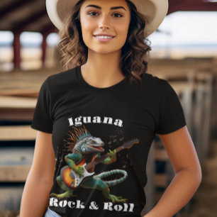 Rockstar Iguana in a Colourful Music Burst T-Shirt