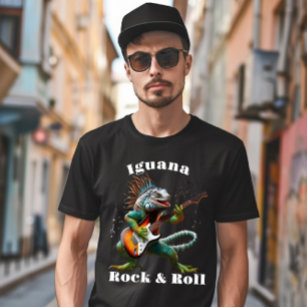 Rockstar Iguana in a Colourful Music Burst T-Shirt