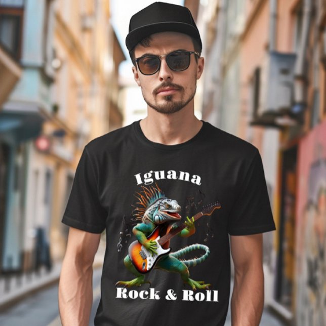 Rockstar Iguana in a Colourful Music Burst T-Shirt (Creator Uploaded)