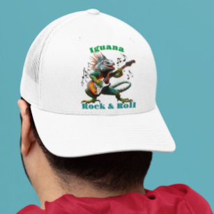 Rockstar Iguana in a Colourful Music Burst Trucker Hat